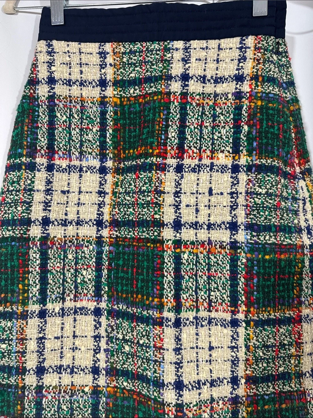 NWT Tory Burch Nubby Tartan Tweed Skirt Size 00 Plaid Office Workwear Preppy